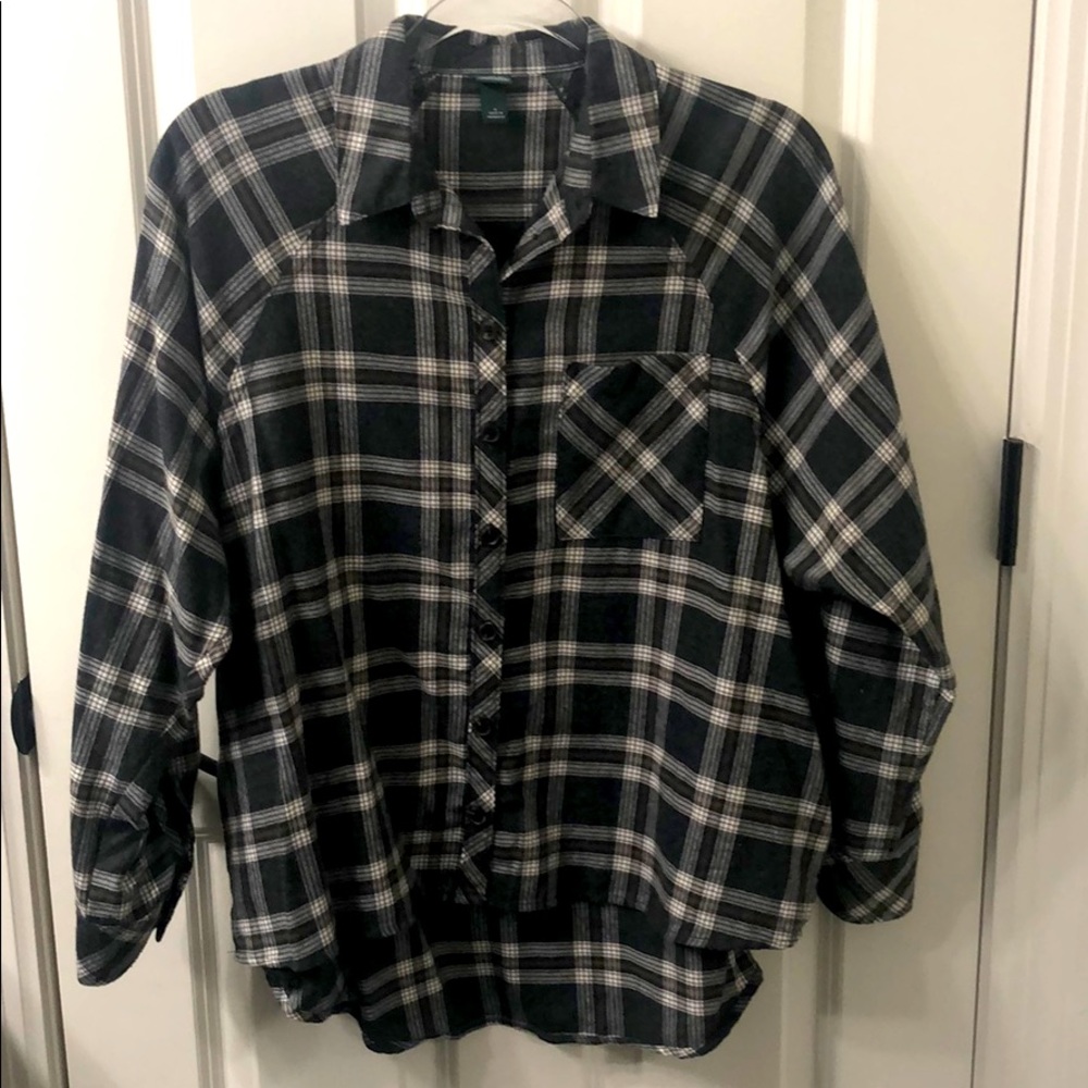 High low flannel top